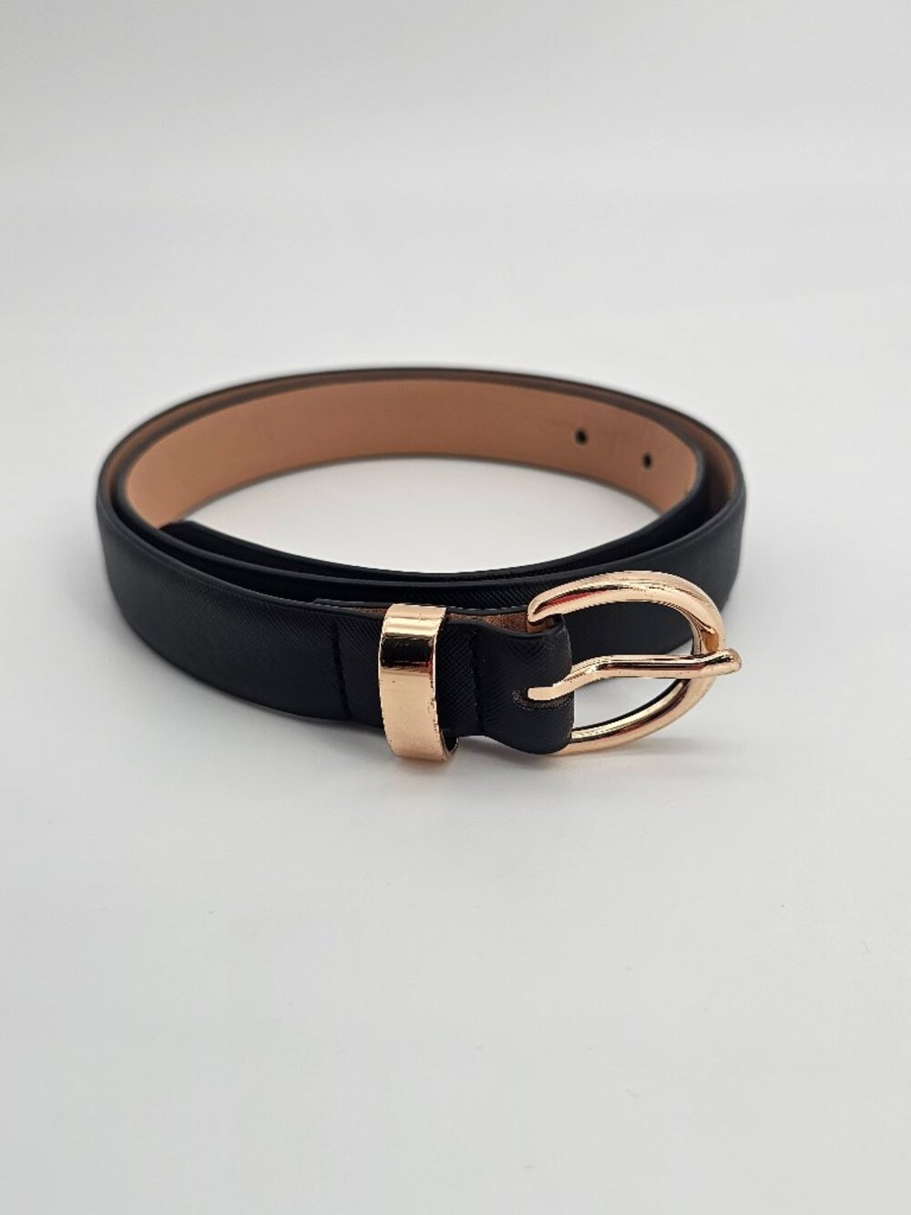 Black Skinny Belt Gold Buckle Women’s Classic Waist Belt